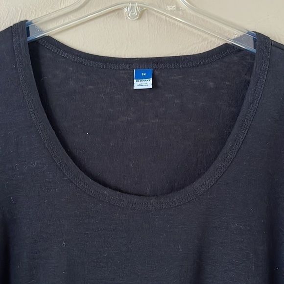 Old Navy size 3X black flutter sleeves deep scoop neck lightweight linen blend - Picture 3 of 14
